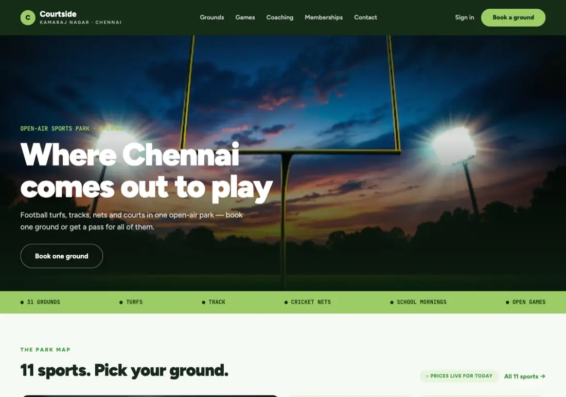 Turf & Track template, home page